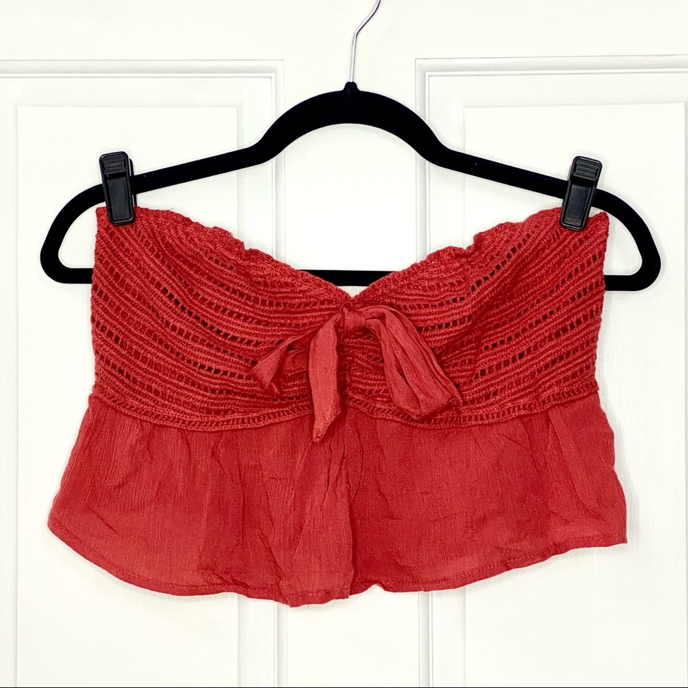 Rue21 Burnt Orange/Red Crop Top Tube Top Size M